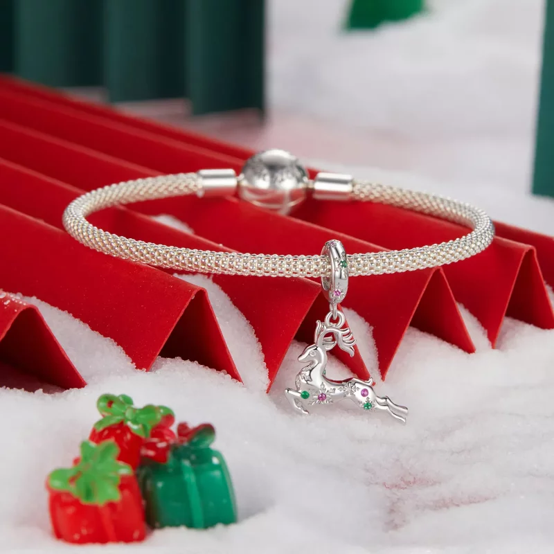 (imagen para) Colgante de alce navideño estilo PANDORA - BSC1066 - Ver 3