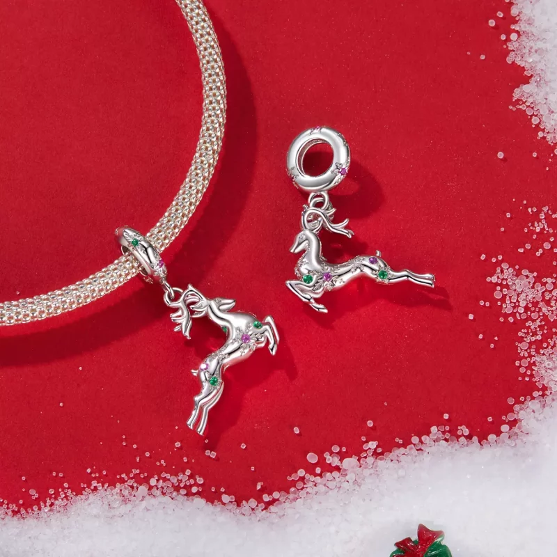 (imagen para) Colgante de alce navideño estilo PANDORA - BSC1066 - Ver 4