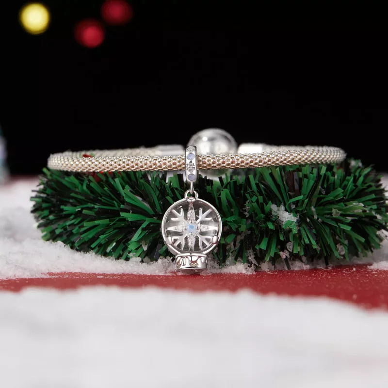 (imagen para) Colgante de bola de cristal con copos de nieve navideños estilo PANDORA - SCC291 - Ver 3