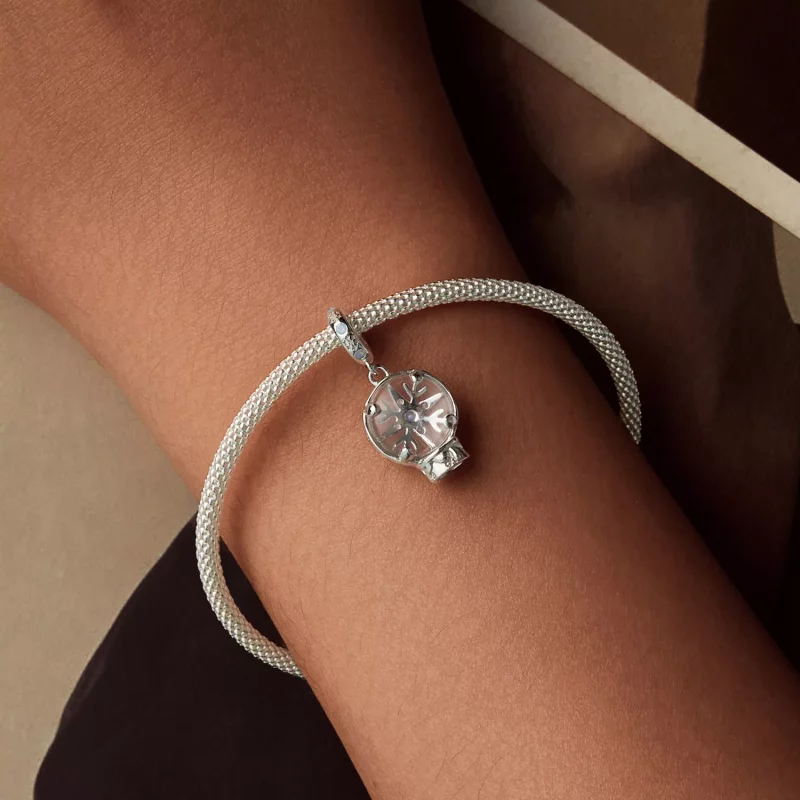 (imagen para) Colgante de bola de cristal con copos de nieve navideños estilo PANDORA - SCC291 - Ver 5