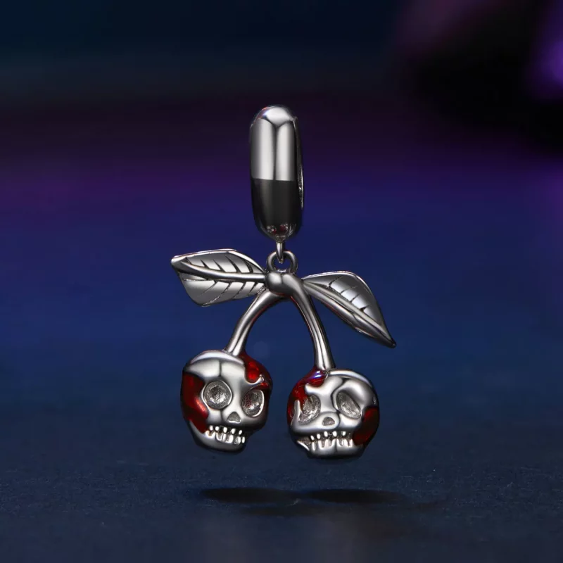 (imagen para) Colgante de calavera con cerezas estilo PANDORA - SCC2904 - Ver 2