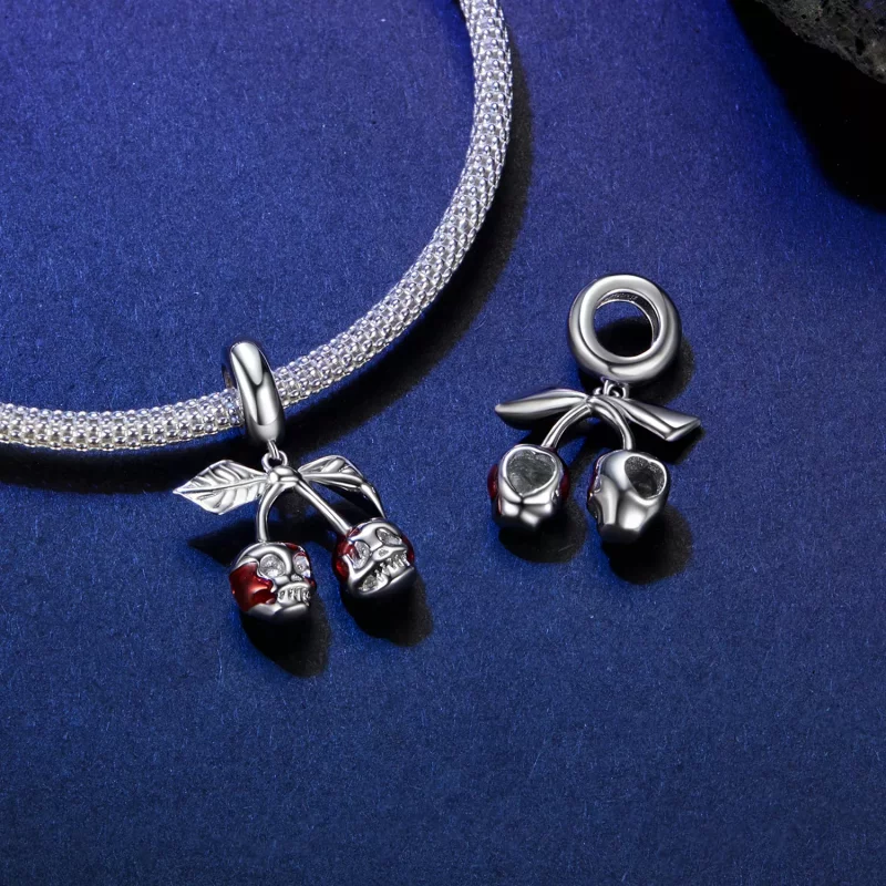 (imagen para) Colgante de calavera con cerezas estilo PANDORA - SCC2904 - Ver 4