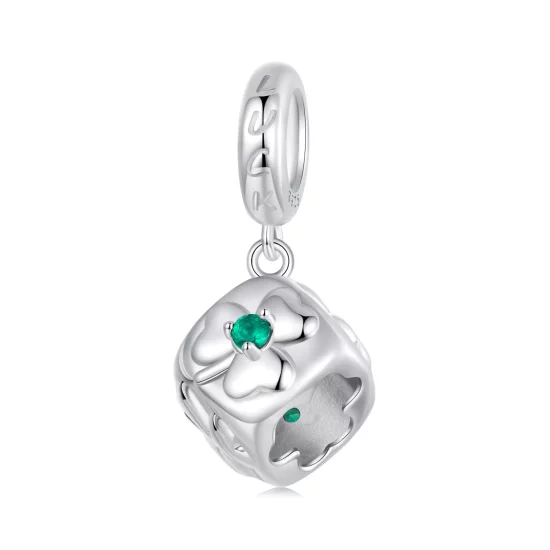 (imagen para) Colgante de dados con trébol de cuatro hojas estilo PANDORA - SCC2839