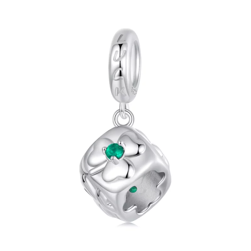 (imagen para) Colgante de dados con trébol de cuatro hojas estilo PANDORA - SCC2839