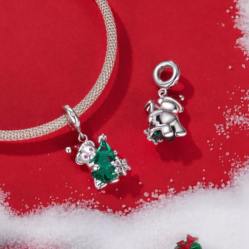 (imagen para) Colgante de oso navideño estilo PANDORA - BSC1065 - Ver 4