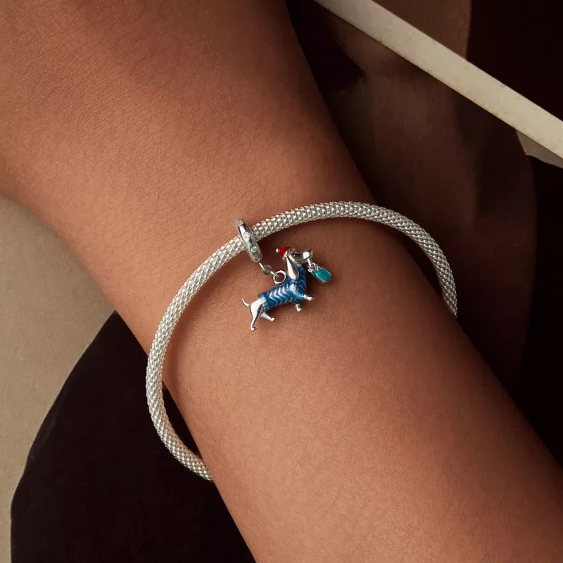 (imagen para) Colgante de perro salchicha navideño estilo PANDORA - BSC1069 - Ver 5