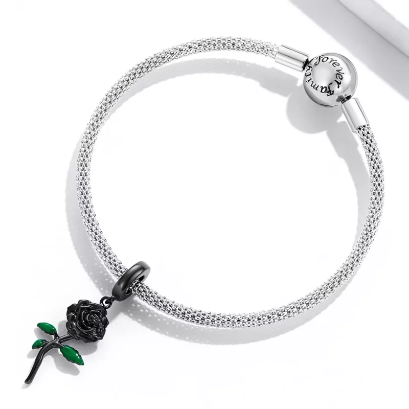 (imagen para) Colgante de rosa negra estilo PANDORA - BSC584 - Ver 6