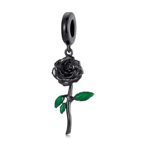 (imagen para) Colgante de rosa negra estilo PANDORA - BSC584