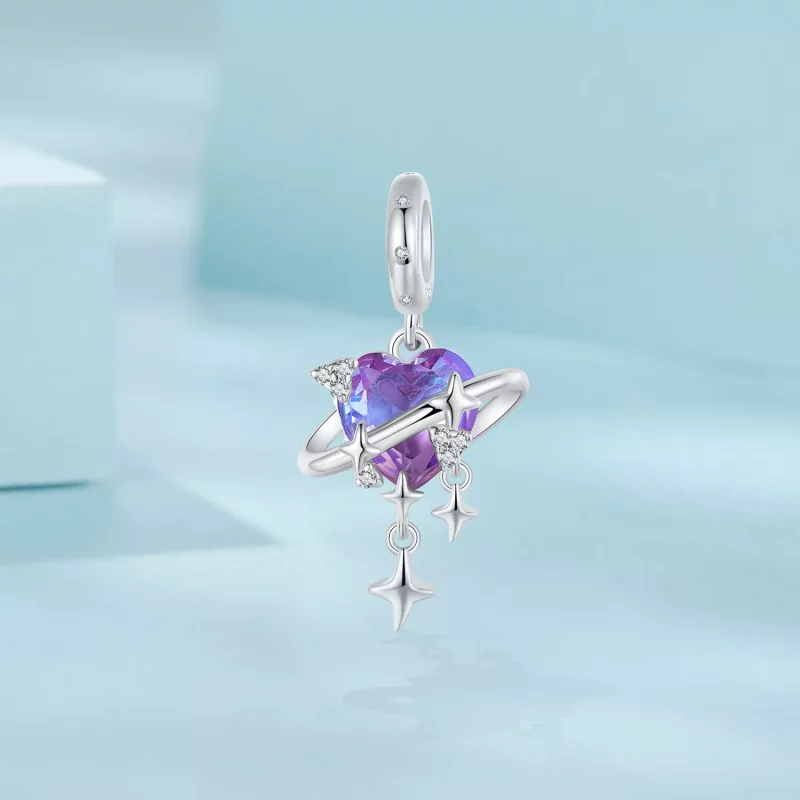 (imagen para) Colgante estilo PANDORA con cielo estrellado en degradado morado y rosa - SCC282 - Ver 2