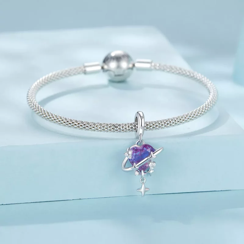 (imagen para) Colgante estilo PANDORA con cielo estrellado en degradado morado y rosa - SCC282 - Ver 3