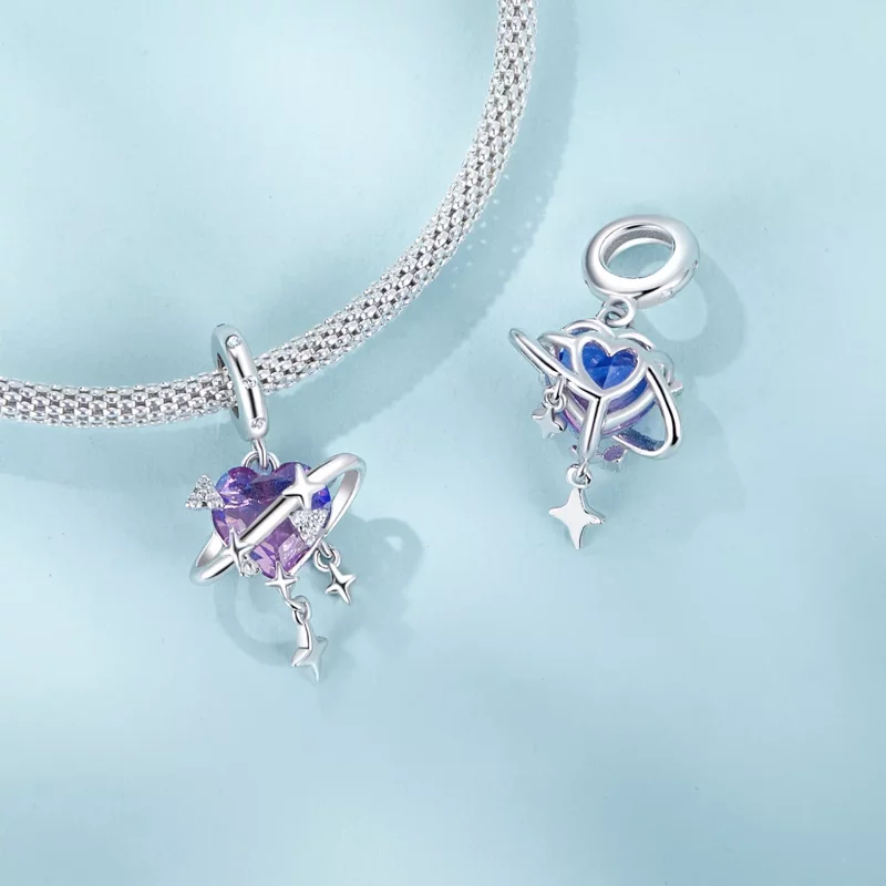 (imagen para) Colgante estilo PANDORA con cielo estrellado en degradado morado y rosa - SCC282 - Ver 4
