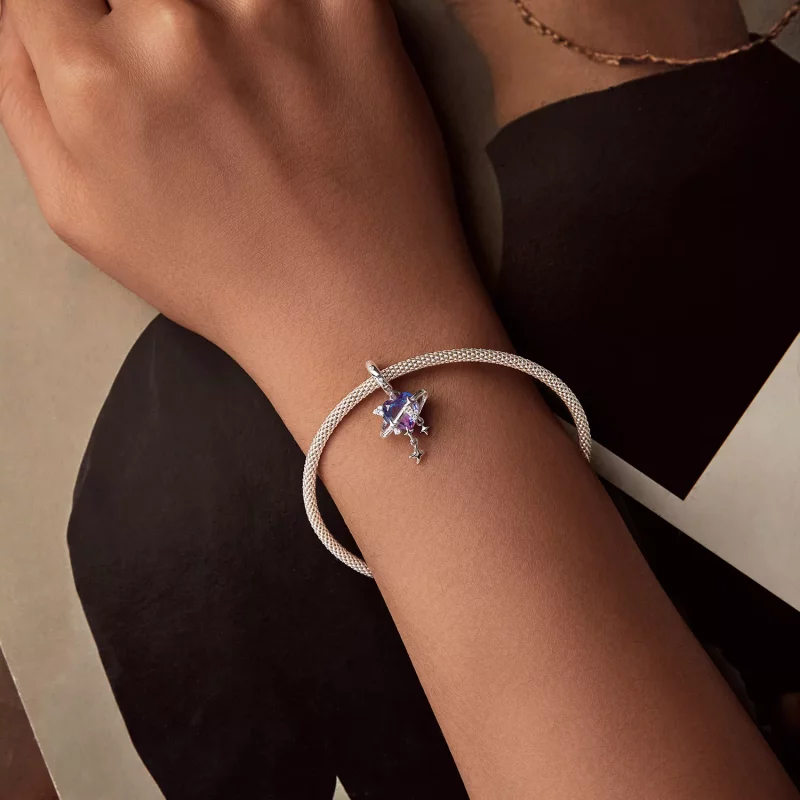 (imagen para) Colgante estilo PANDORA con cielo estrellado en degradado morado y rosa - SCC282 - Ver 5