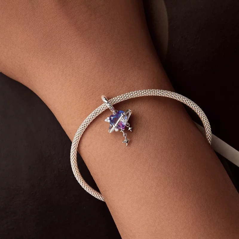 (imagen para) Colgante estilo PANDORA con cielo estrellado en degradado morado y rosa - SCC282 - Ver 6