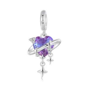 (imagen para) Colgante estilo PANDORA con cielo estrellado en degradado morado y rosa - SCC2825