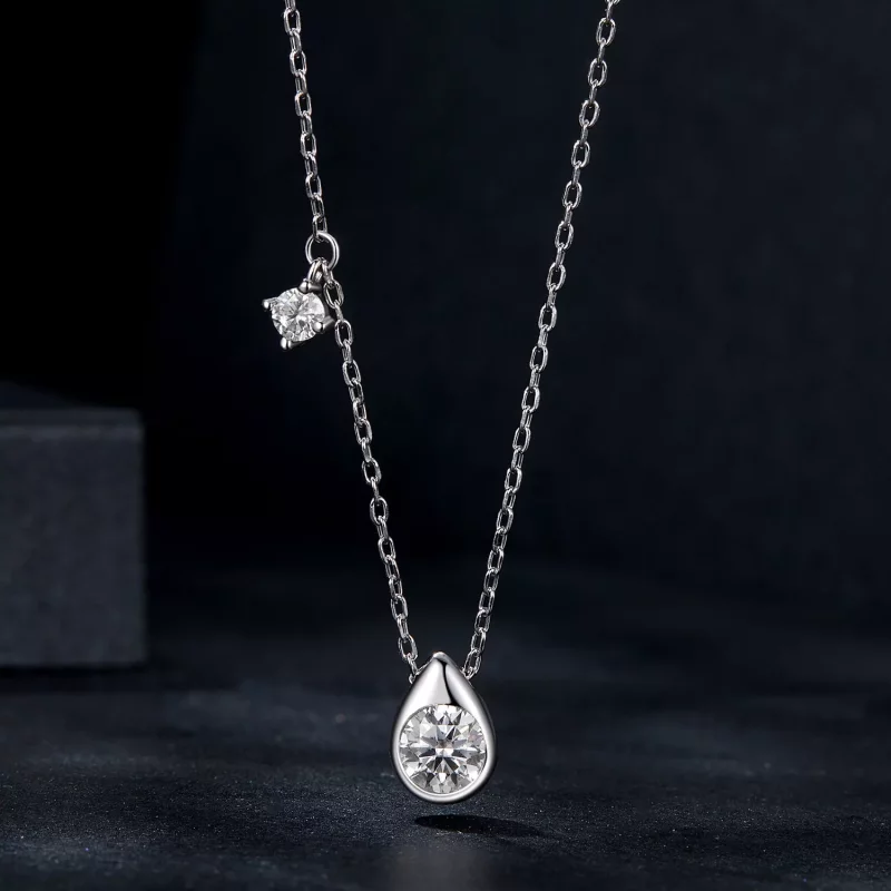 (imagen para) Collar con colgante de moissanita de 0,5 ct estilo PANDORA (con un certificado) - Ver 3