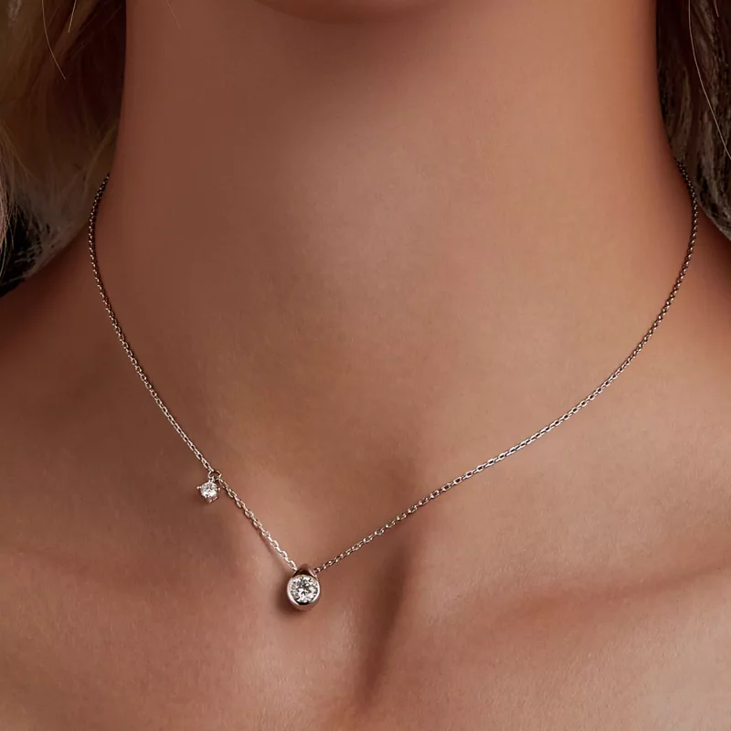 (imagen para) Collar con colgante de moissanita de 0,5 ct estilo PANDORA (con un certificado) - Ver 5