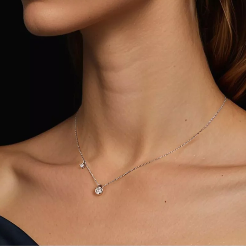 (imagen para) Collar con colgante de moissanita de 0,5 ct estilo PANDORA (con un certificado) - Ver 6