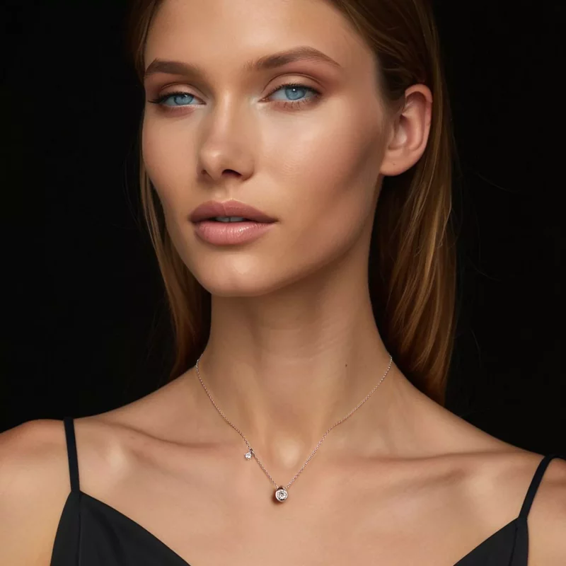 (imagen para) Collar con colgante de moissanita de 0,5 ct estilo PANDORA (con un certificado) - Ver 7