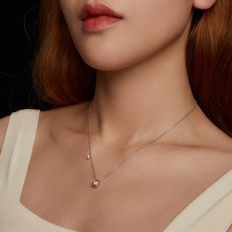 (imagen para) Collar con colgante de moissanita de 0,5 ct estilo PANDORA (con un certificado) - Ver 8