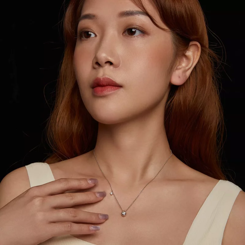 (imagen para) Collar con colgante de moissanita de 0,5 ct estilo PANDORA (con un certificado) - Ver 9