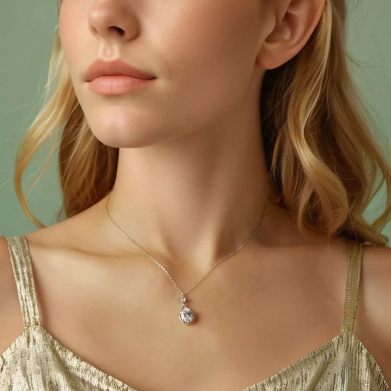 (imagen para) Collar con forma de lágrima estilo PANDORA - BSN402 - Ver 5