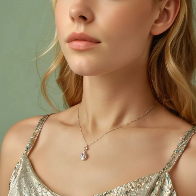 (imagen para) Collar con forma de lágrima estilo PANDORA - BSN402 - Ver 6