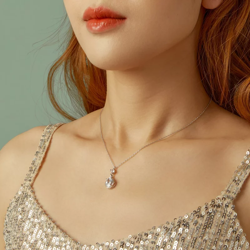 (imagen para) Collar con forma de lágrima estilo PANDORA - BSN402 - Ver 8