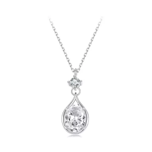 Collar con forma de lágrima estilo PANDORA - BSN402 (imagen para) Collar con forma de lágrima estilo PANDORA - BSN402
