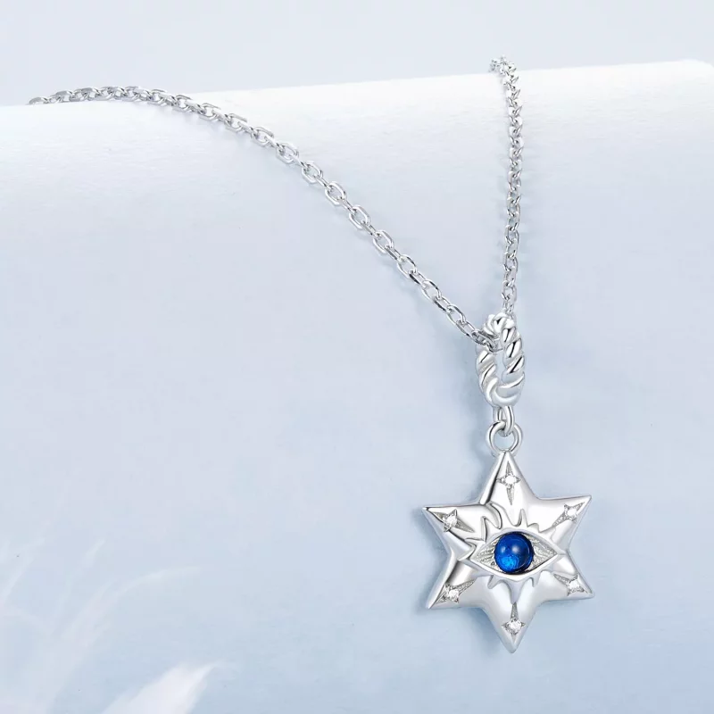(imagen para) Collar con forma de ojo de demonio y estrella en estilo PANDORA - BSN397 - Ver 2