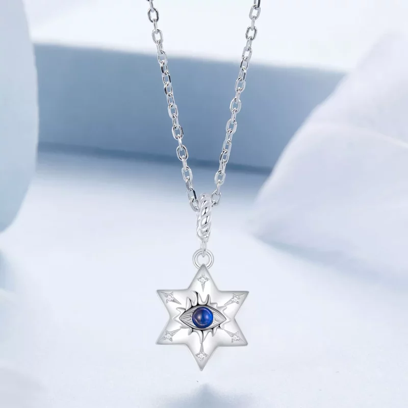 (imagen para) Collar con forma de ojo de demonio y estrella en estilo PANDORA - BSN397 - Ver 3