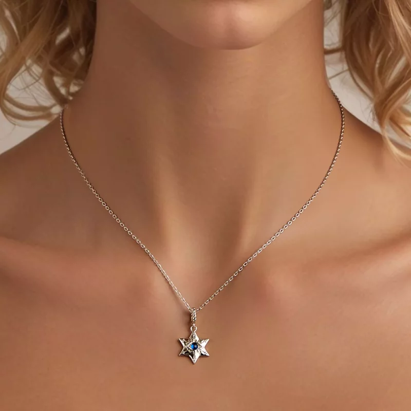 (imagen para) Collar con forma de ojo de demonio y estrella en estilo PANDORA - BSN397 - Ver 4
