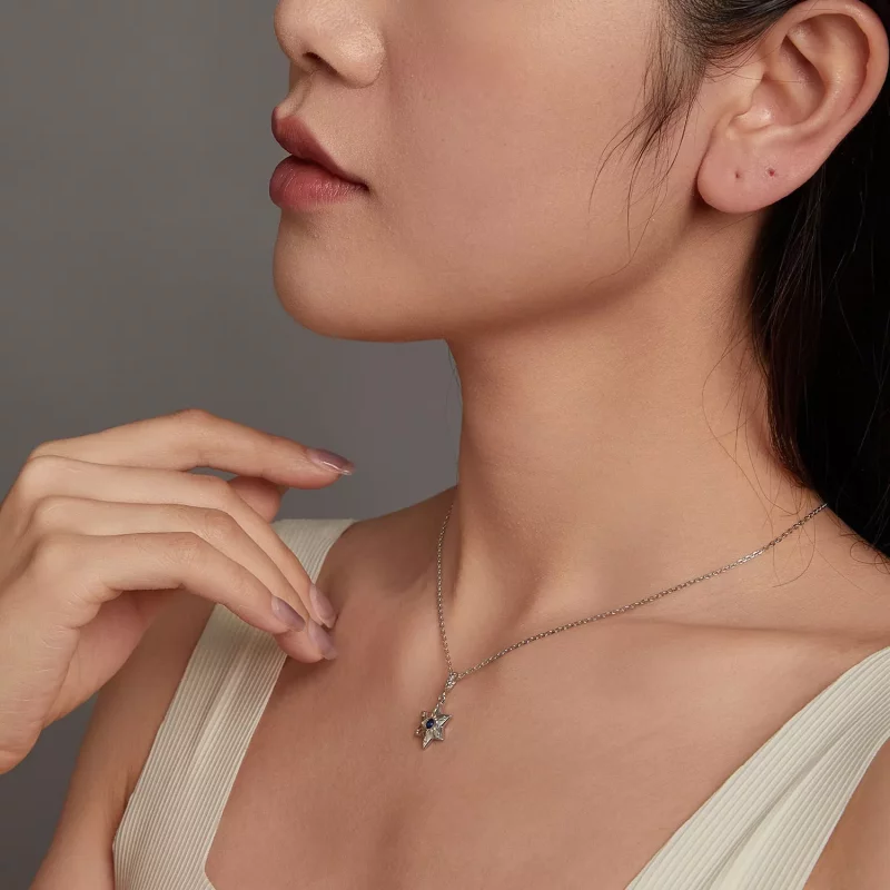 (imagen para) Collar con forma de ojo de demonio y estrella en estilo PANDORA - BSN397 - Ver 8