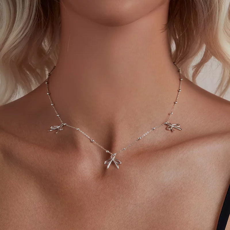 (imagen para) Collar con lazo estilo PANDORA - SCN529 - Ver 5