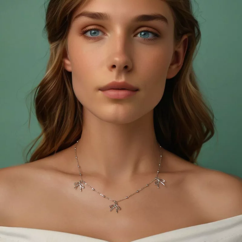 (imagen para) Collar con lazo estilo PANDORA - SCN529 - Ver 6