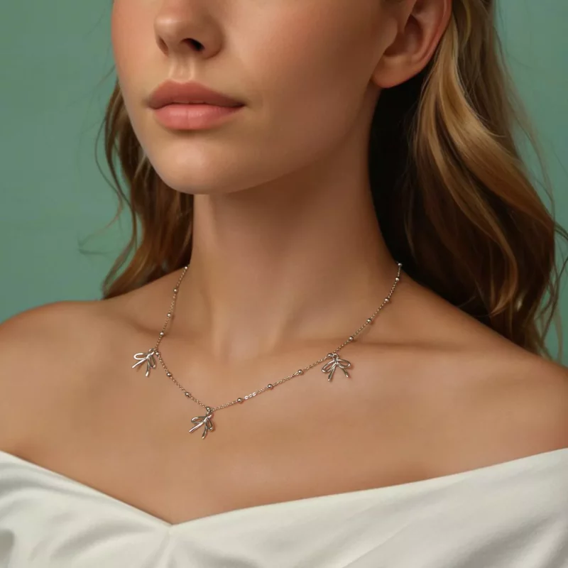 (imagen para) Collar con lazo estilo PANDORA - SCN529 - Ver 7