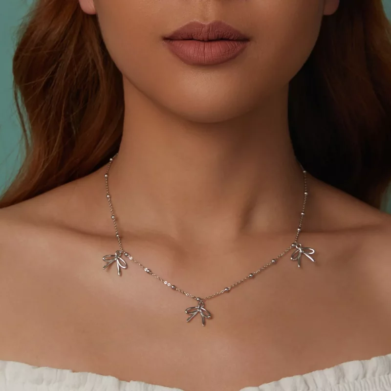 (imagen para) Collar con lazo estilo PANDORA - SCN529 - Ver 8