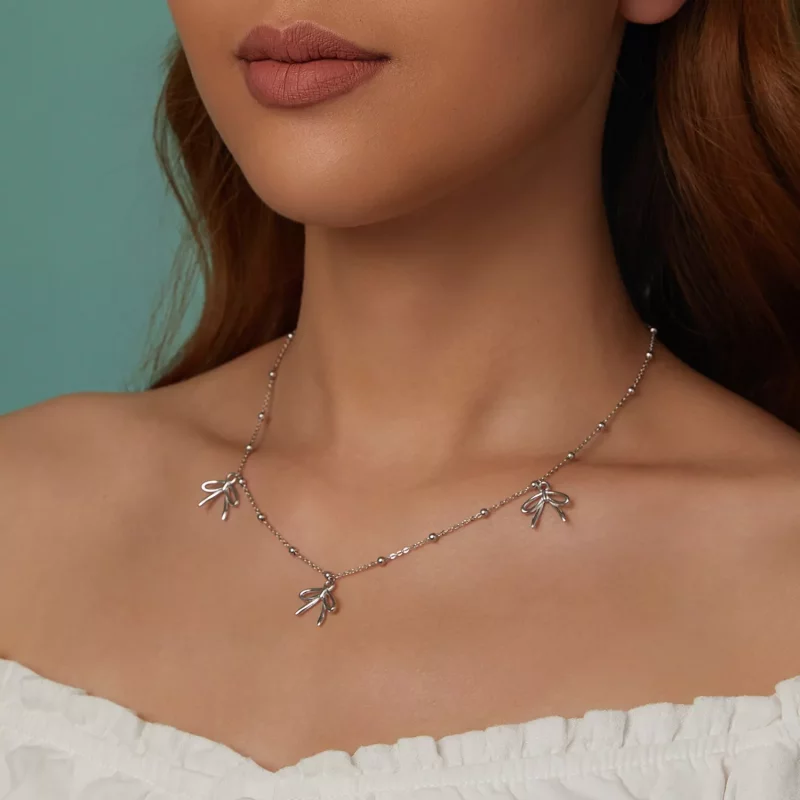 (imagen para) Collar con lazo estilo PANDORA - SCN529 - Ver 9