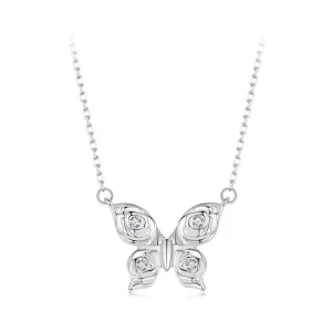 (imagen para) Collar con mariposa y rosa estilo PANDORA - BSN396