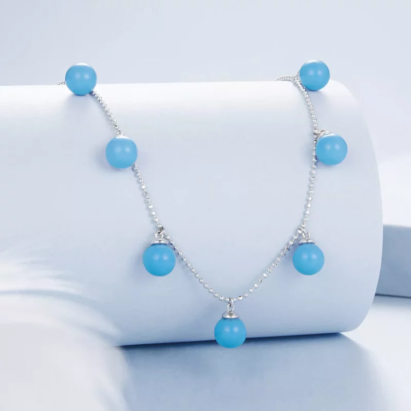 (imagen para) Collar de clavícula con turquesa azul estilo PANDORA - BSN405 - Ver 2