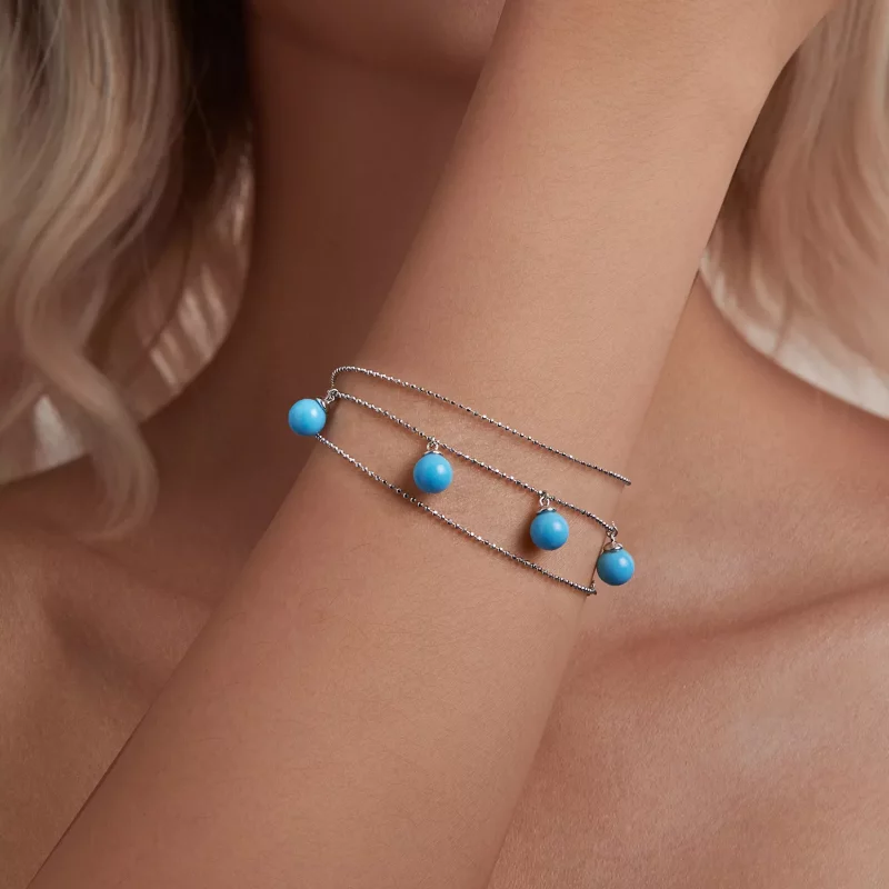 (imagen para) Collar de clavícula con turquesa azul estilo PANDORA - BSN405 - Ver 7