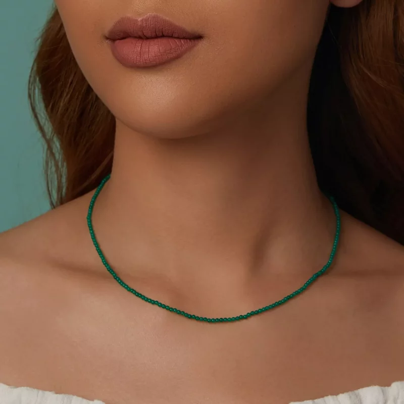 (imagen para) Collar de clavícula de ágata verde estilo PANDORA - BSN403 - Ver 3