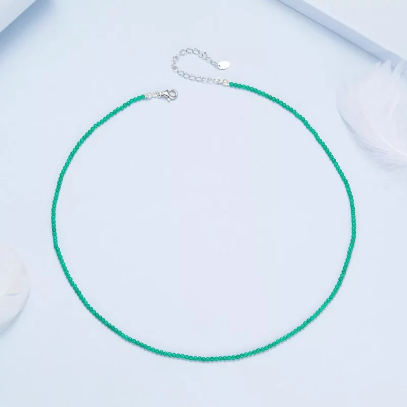 (imagen para) Collar de clavícula de ágata verde estilo PANDORA - BSN403 - Ver 4