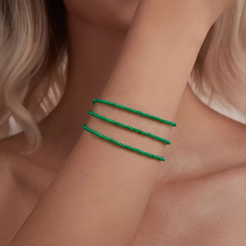 (imagen para) Collar de clavícula de ágata verde estilo PANDORA - BSN403 - Ver 7