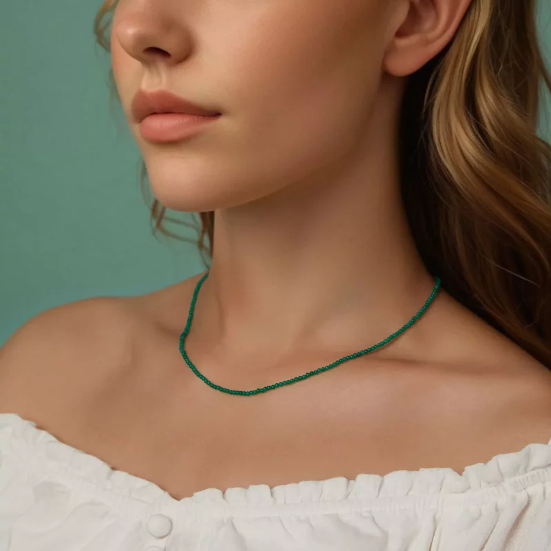 (imagen para) Collar de clavícula de ágata verde estilo PANDORA - BSN403 - Ver 8