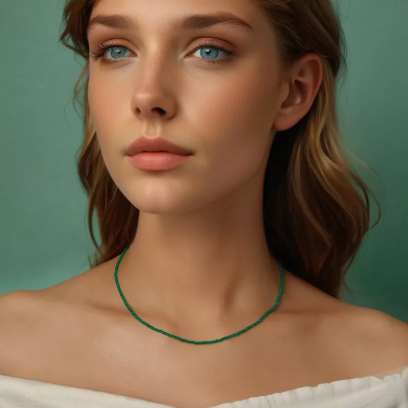(imagen para) Collar de clavícula de ágata verde estilo PANDORA - BSN403 - Ver 9
