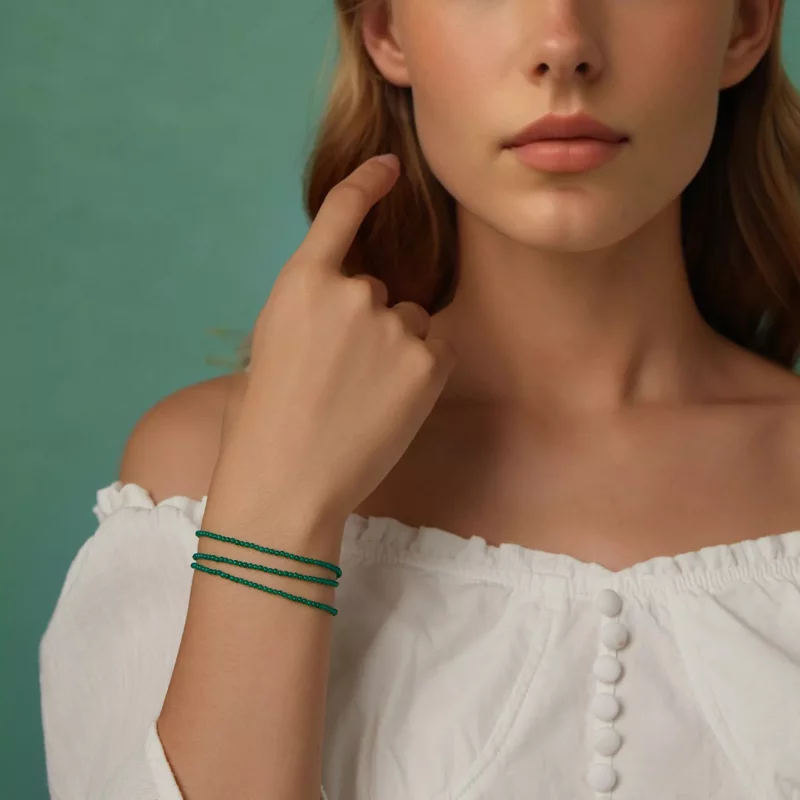 (imagen para) Collar de clavícula de ágata verde estilo PANDORA - BSN403 - Ver 10
