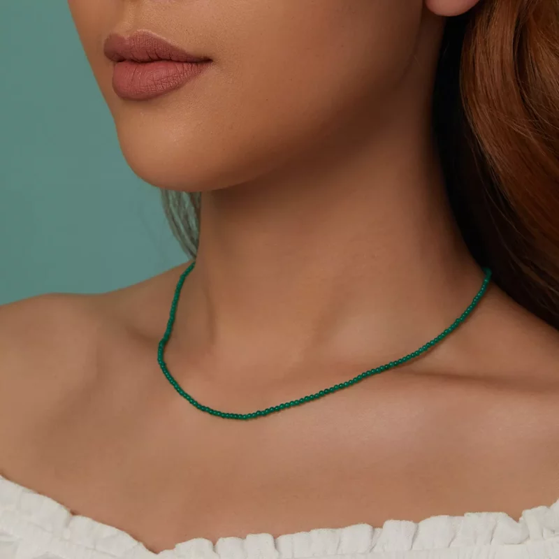 (imagen para) Collar de clavícula de ágata verde estilo PANDORA - BSN403 - Ver 11