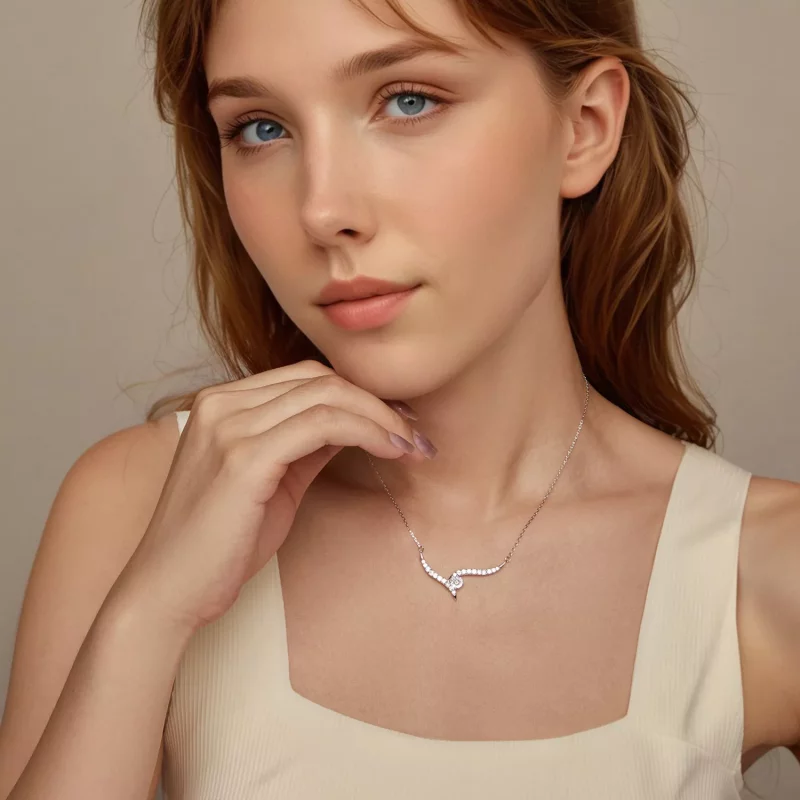 (imagen para) Collar de línea sencilla estilo PANDORA - BSN400 - Ver 6