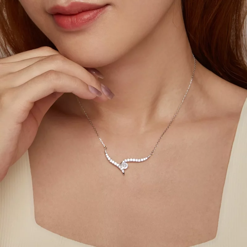 (imagen para) Collar de línea sencilla estilo PANDORA - BSN400 - Ver 7