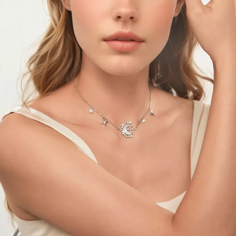 (imagen para) Collar de media luna estilo PANDORA - YIN115 - Ver 6